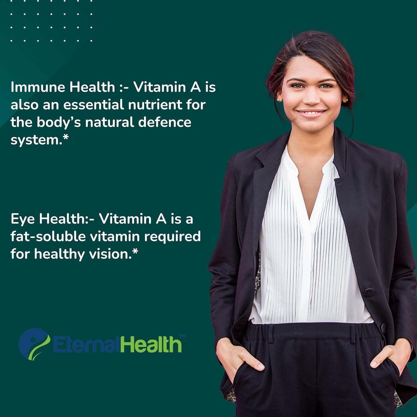 High Potency Eterna.l-Health Vitamin A Capsules with Bilberry Extracts - Supports Vision & Immune System - 90 Veg Capsules