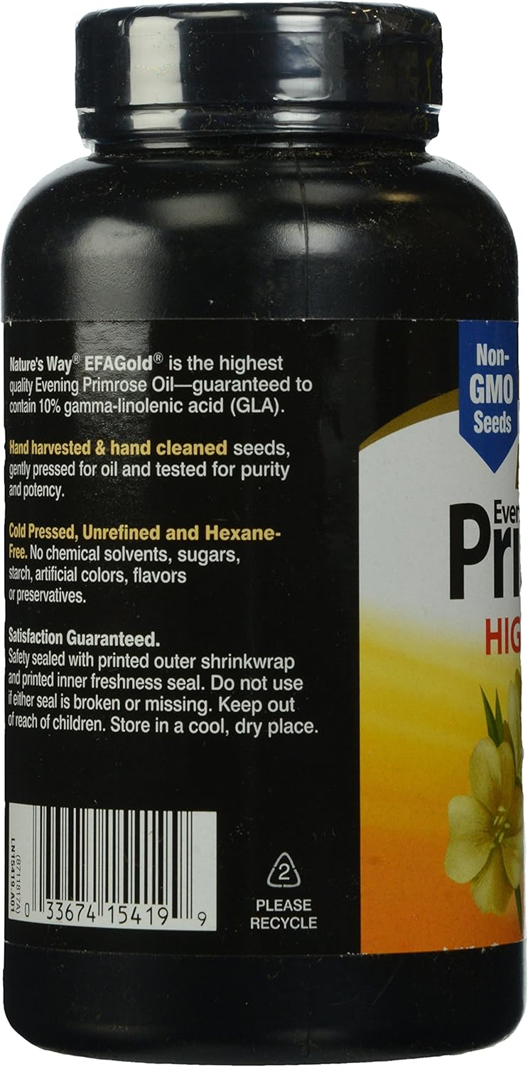 High Potency Evening Primrose Oil Softgels, 1300mg - 120 Count, Cold Pressed EFA Gold Supplement by Nature's Way