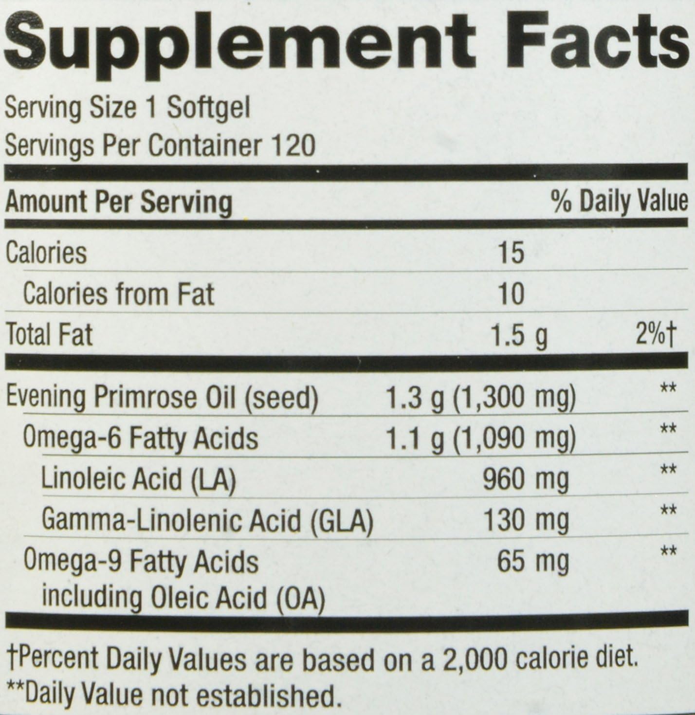 High Potency Evening Primrose Oil Softgels, 1300mg - 120 Count, Cold Pressed EFA Gold Supplement by Nature's Way