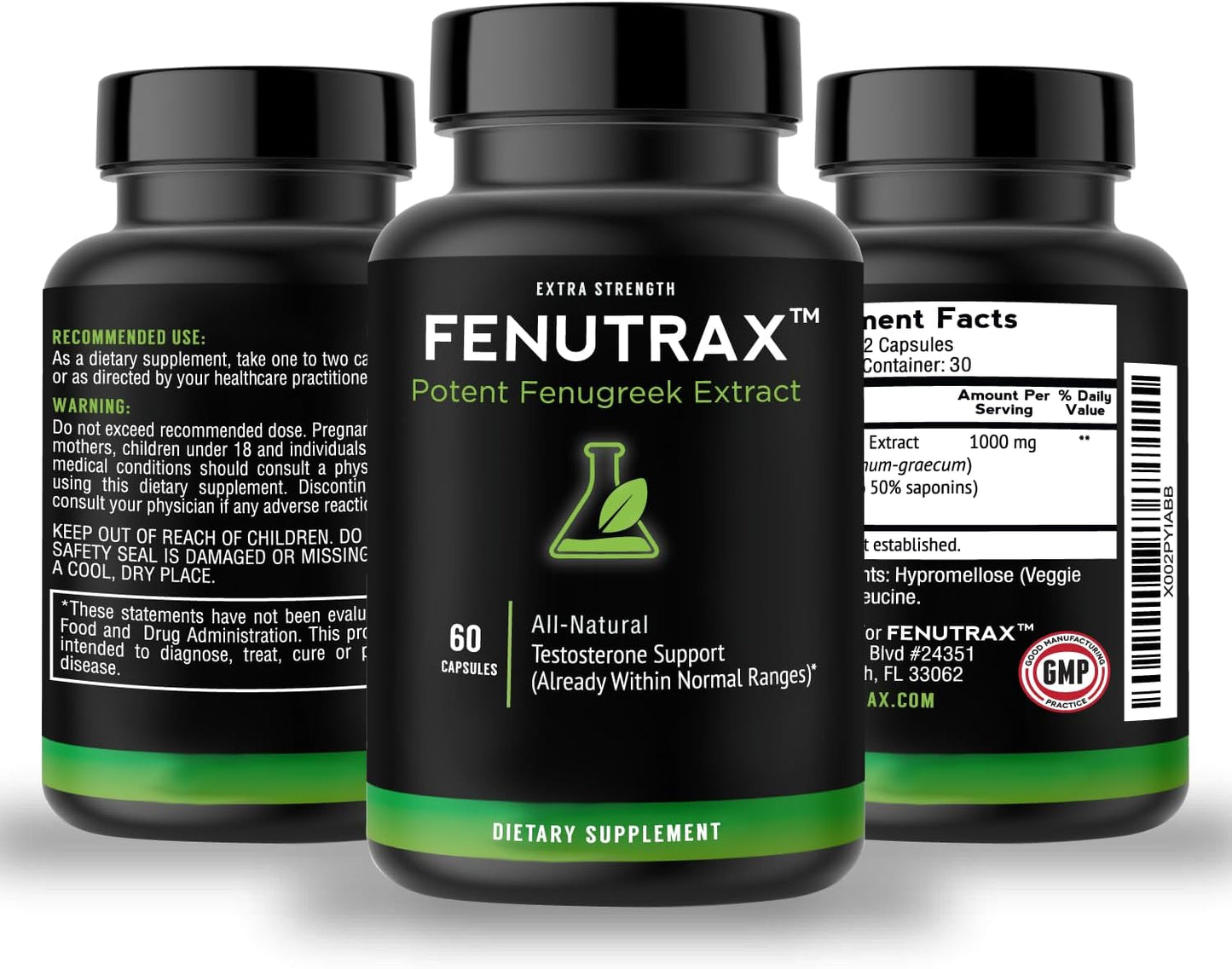 High-Potency Fenugreek Extract - Testosterone Support for Men - Muscle Growth & Energy - 1 Month Supply - VitaMonk FenuTrax™ (60 Capsules)