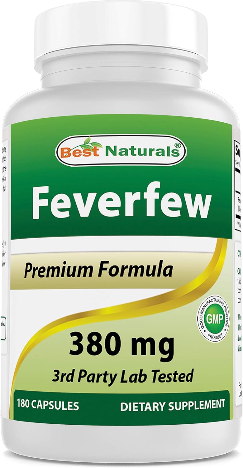High Potency Feverfew Supplement - 380 mg, 180 Capsules - All-Natural Formula for Headache Relief and Overall Wellness