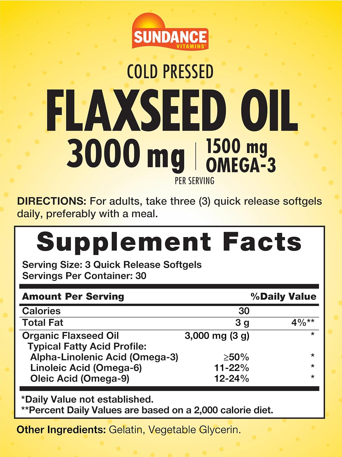 High Potency Flaxseed Oil Softgels - 90 Count with Omega-3 - Cold Pressed & Non-GMO - Gluten Free Omega-3 Supplement