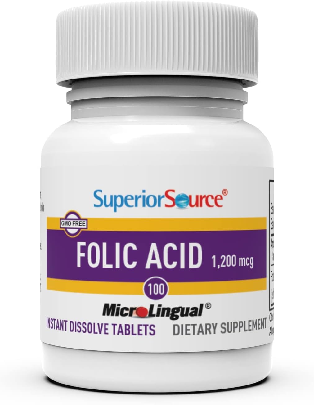 High Potency Folic Acid Vitamin B9 1200 mcg Sublingual Tablets, 100 Count