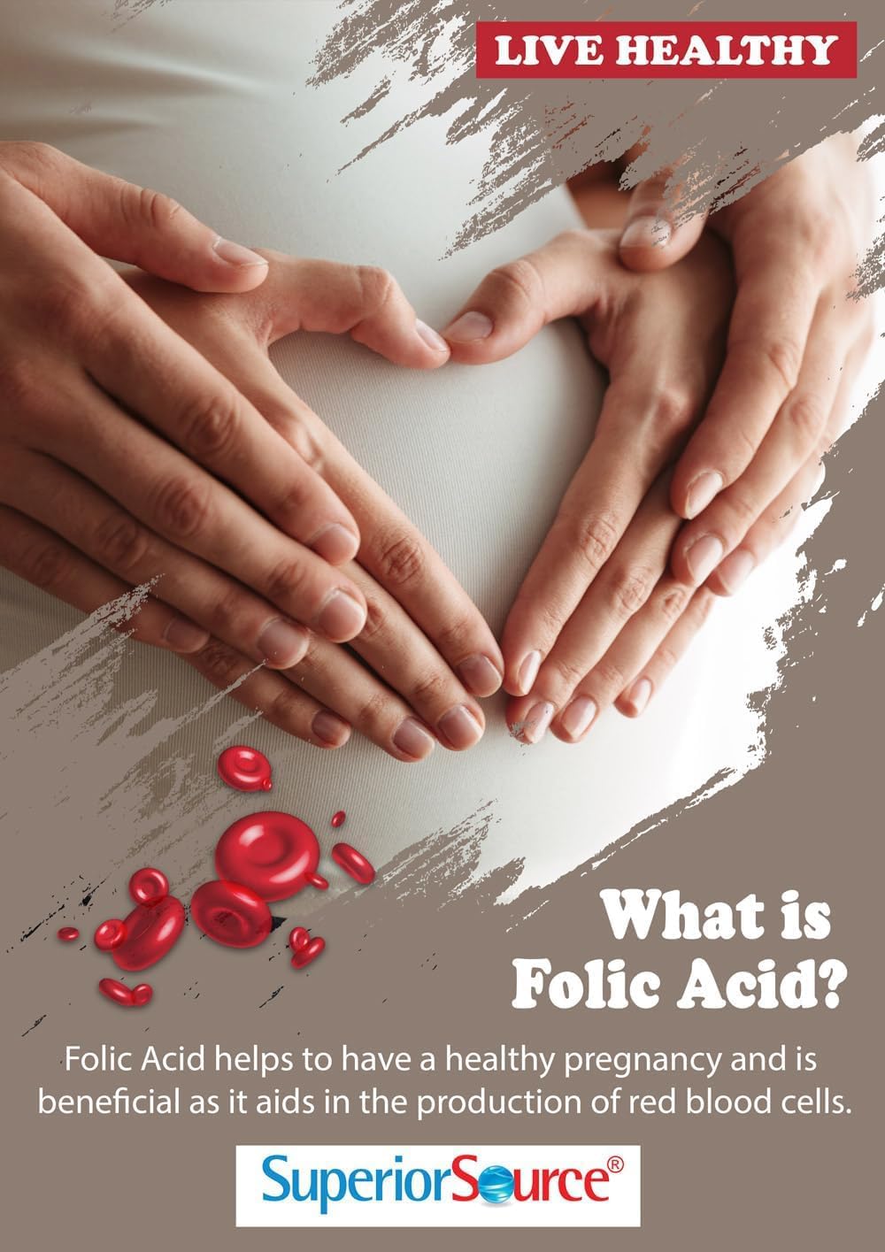 High Potency Folic Acid Vitamin B9 1200 mcg Sublingual Tablets, 100 Count