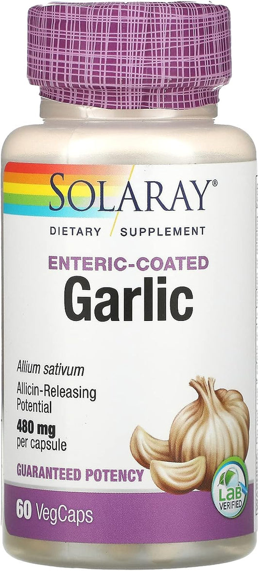 High Potency Garlic Supplement by SOLARAY - 500mg | 60 Capsules for Heart Health and Immune Support