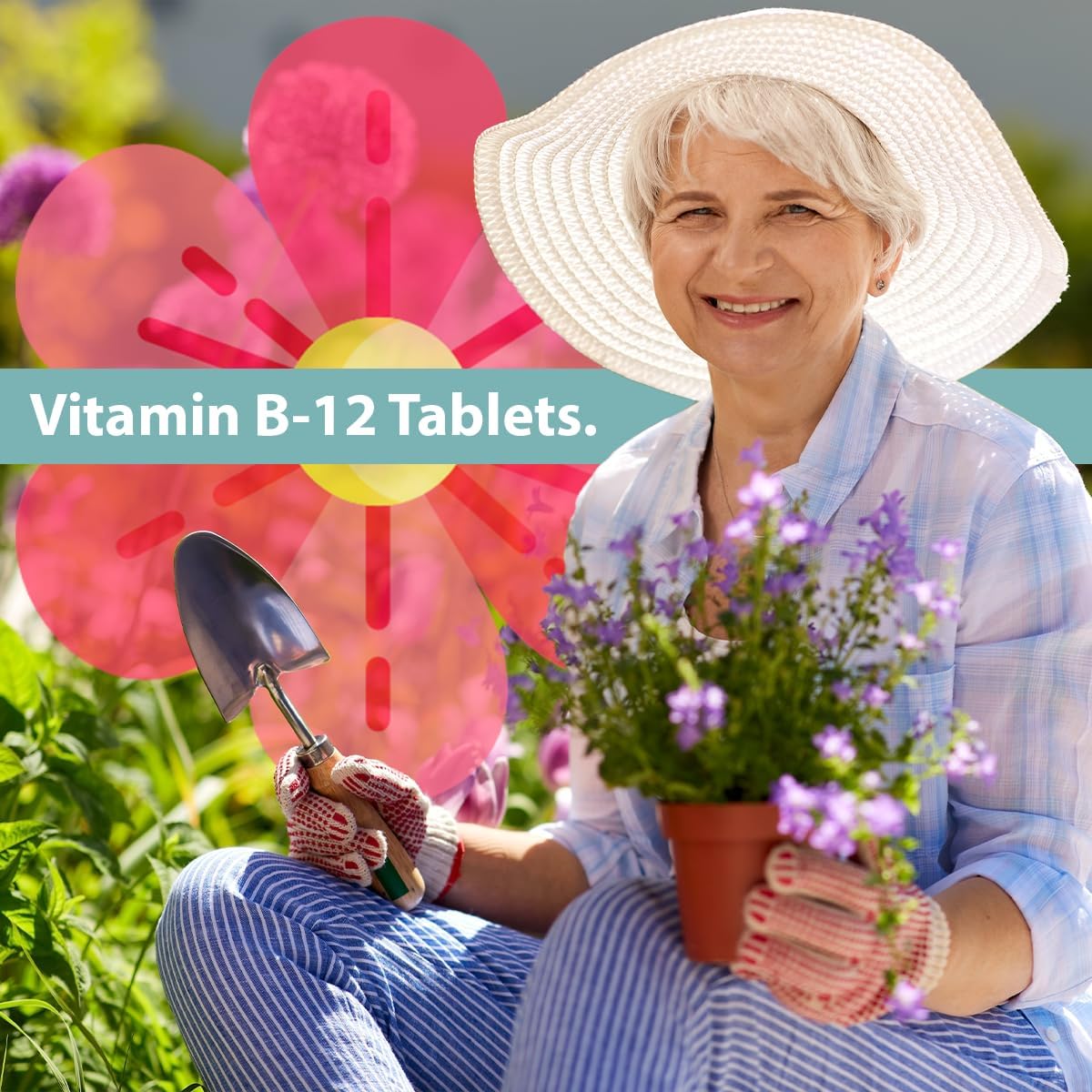 High Potency GeriCare Vitamin B-12 1000mcg Tablets, 100 Count - Dietary Supplement