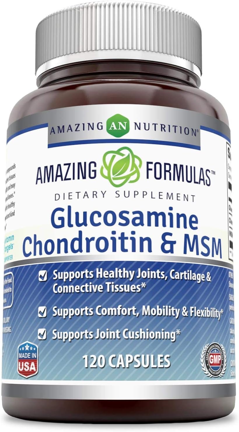 High Potency Glucosamine Chondroitin MSM 1850mg Capsules | Joint Health Supplement | Non-GMO, Gluten Free | Made in USA (120 Count)