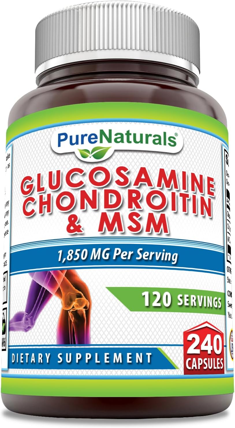 High Potency Glucosamine Chondroitin MSM Supplement | 240 Capsules | Non-GMO | Gluten-Free | Made in USA | 1850 Mg