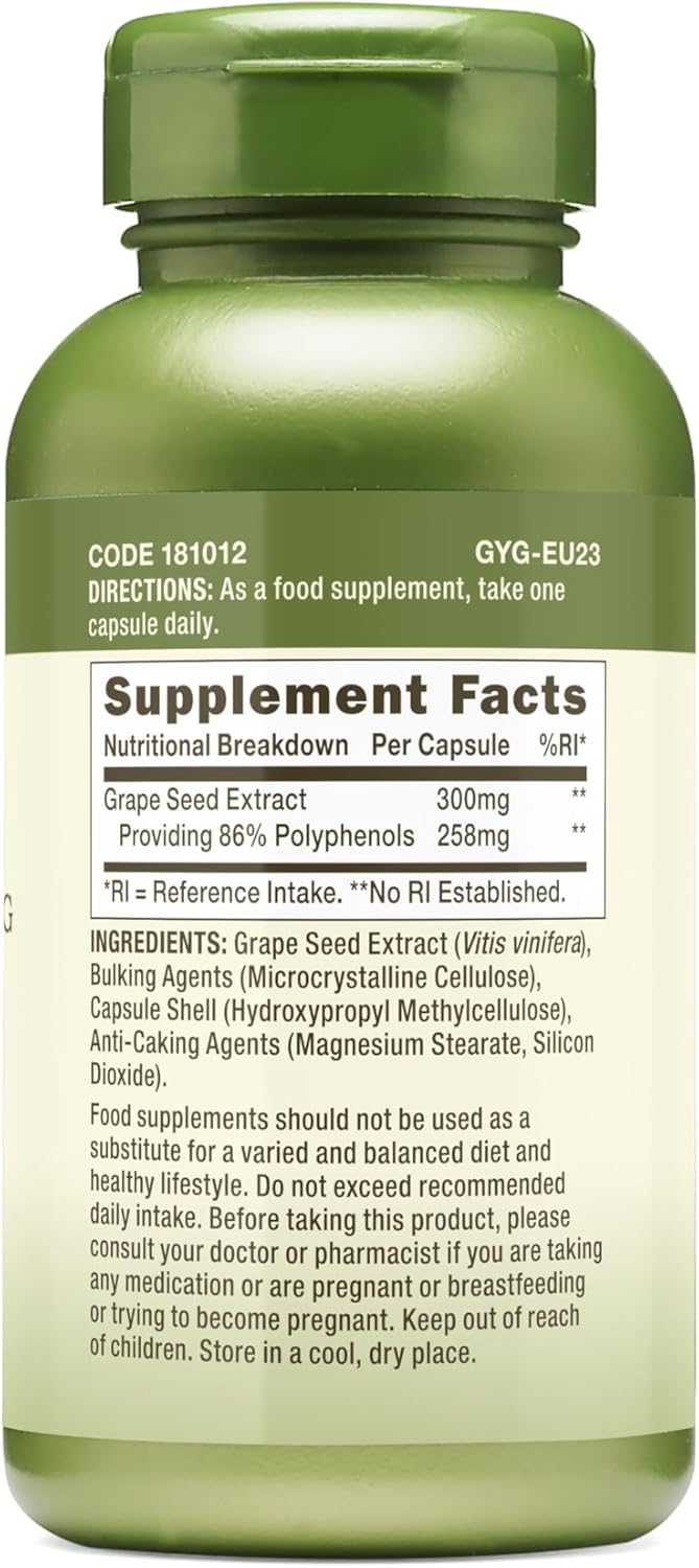 High-Potency GNC Herbal Plus Grape Seed Extract Capsules - 300mg Antioxidant Support - 100 Count