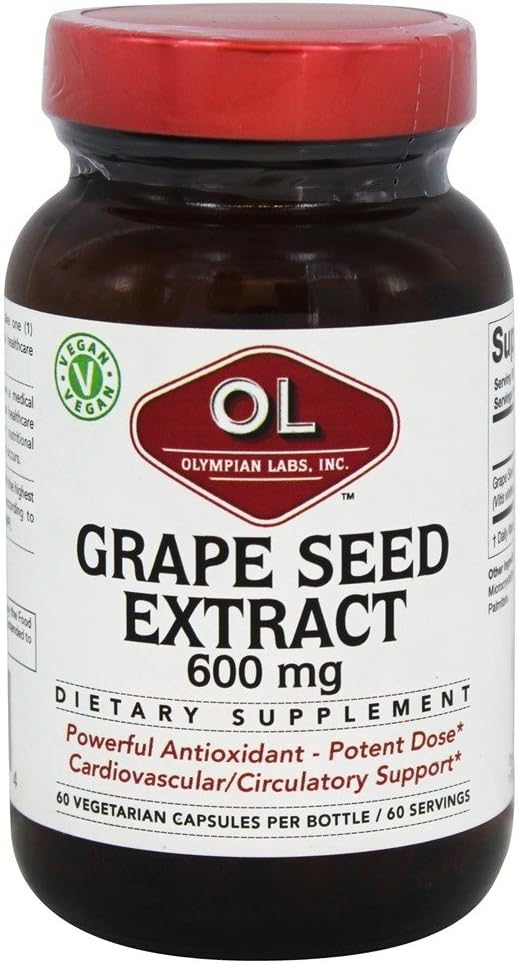 High Potency Grape Seed Extract Capsules - 600mg, Heart & Immune Support, 60 Count