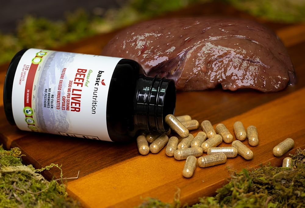 High Potency Grass-Fed Beef Liver Capsules | 3000mg Serving | Non-GMO, Hormone-Free, Gluten-Free | Desiccated and Undefatted