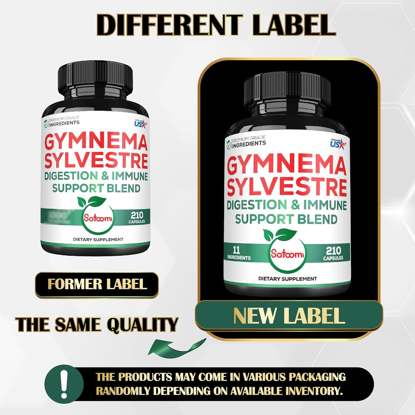 High Potency Gymnema Sylvestre Supplements - 1000mg - 210 Capsules with Gymnema Extract 20:1, Berberine HCl, Quercetin - Immune, Digestive Health Support