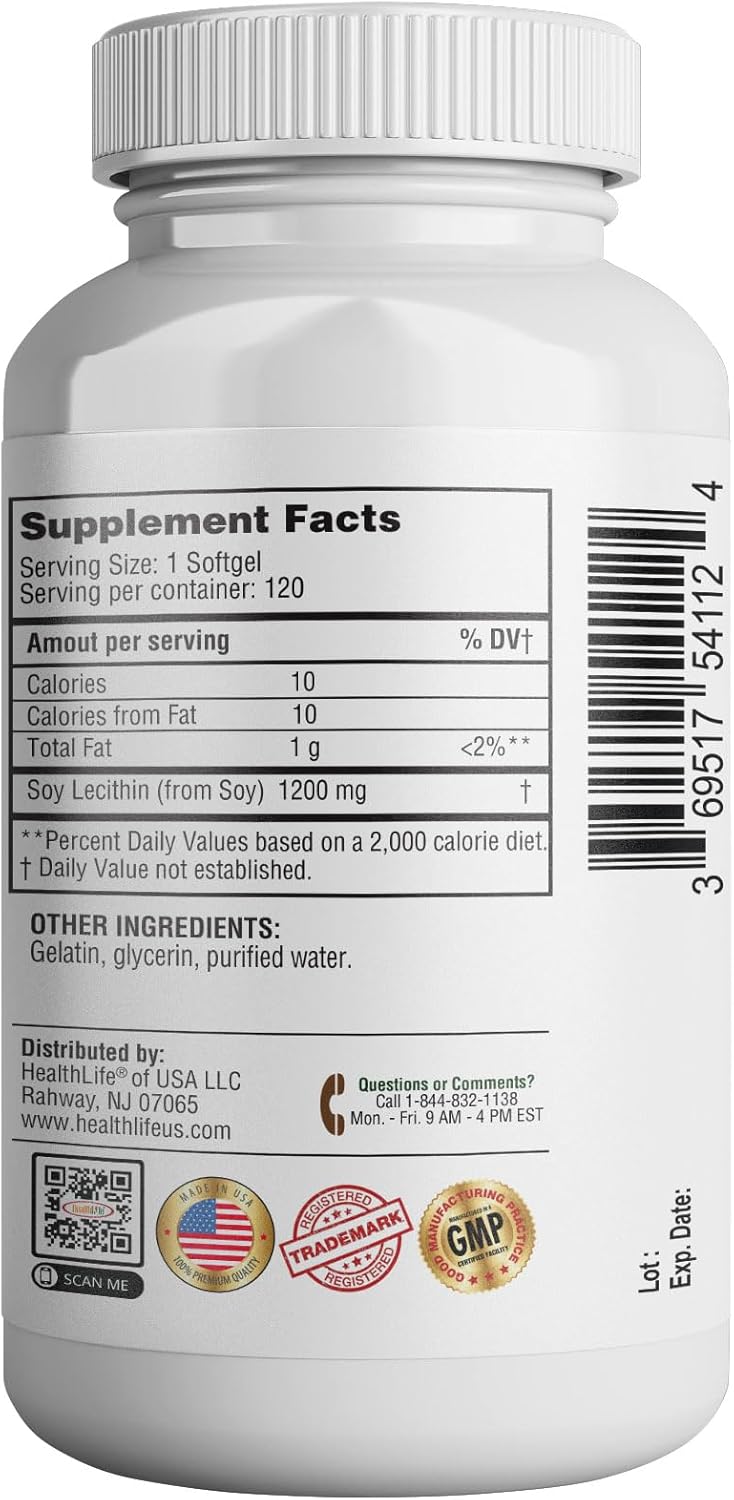 High Potency Health LFE Lecithin 1200mg Softgels for Brain & Nerve Support - Natural Essential Fatty Acids Dietary Supplement