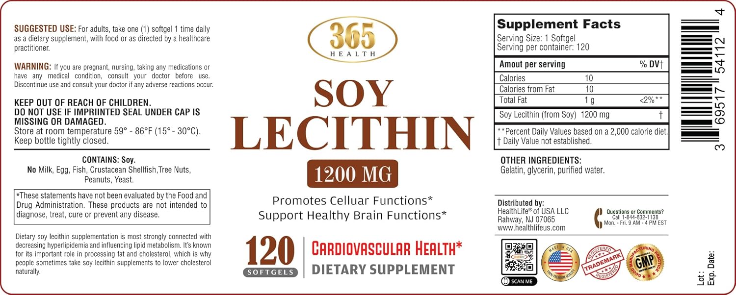 High Potency Health LFE Lecithin 1200mg Softgels for Brain & Nerve Support - Natural Essential Fatty Acids Dietary Supplement