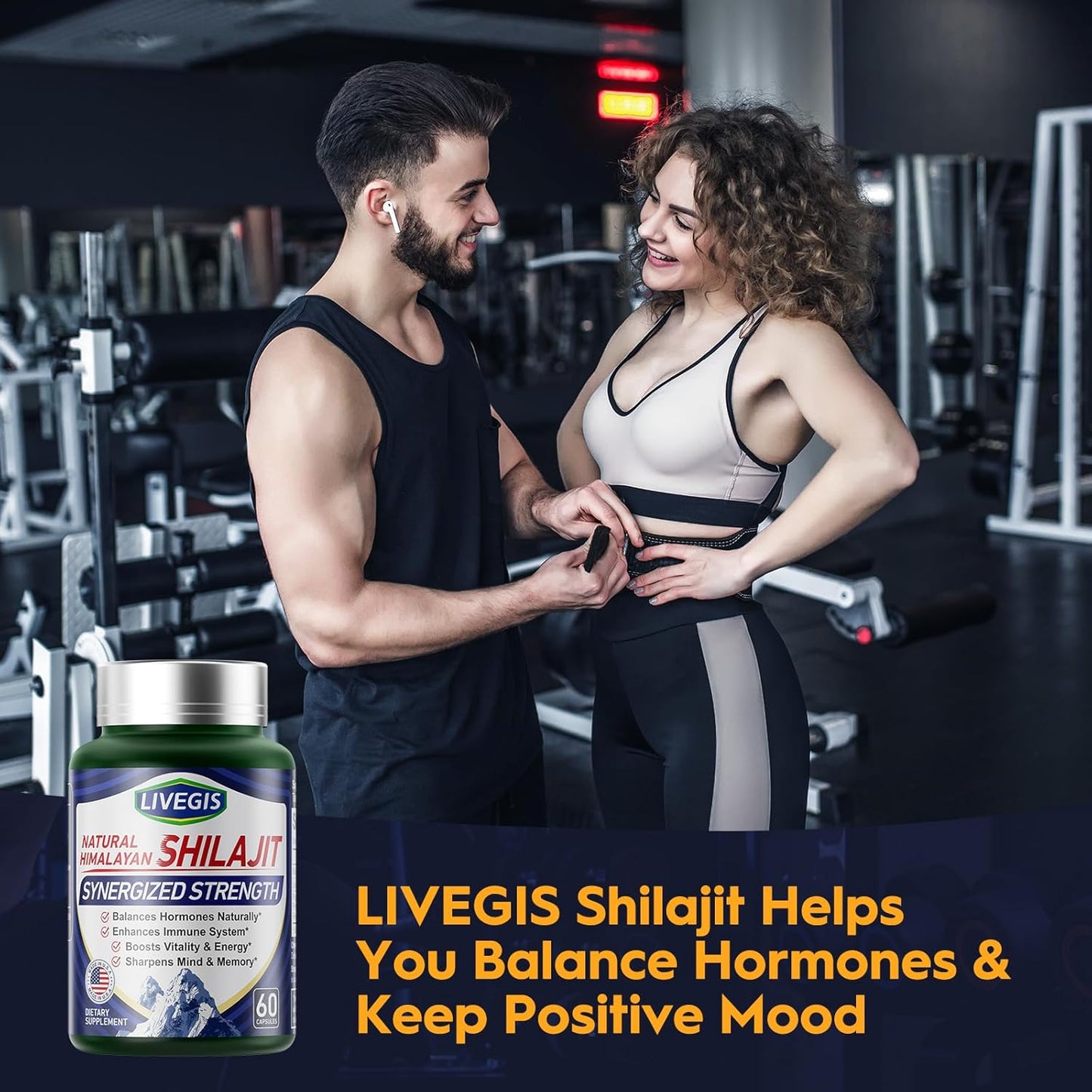 High-Potency Himalayan Shilajit Capsules for Balancing Hormones and Boosting Immunity - 60 Count Organic Supplement