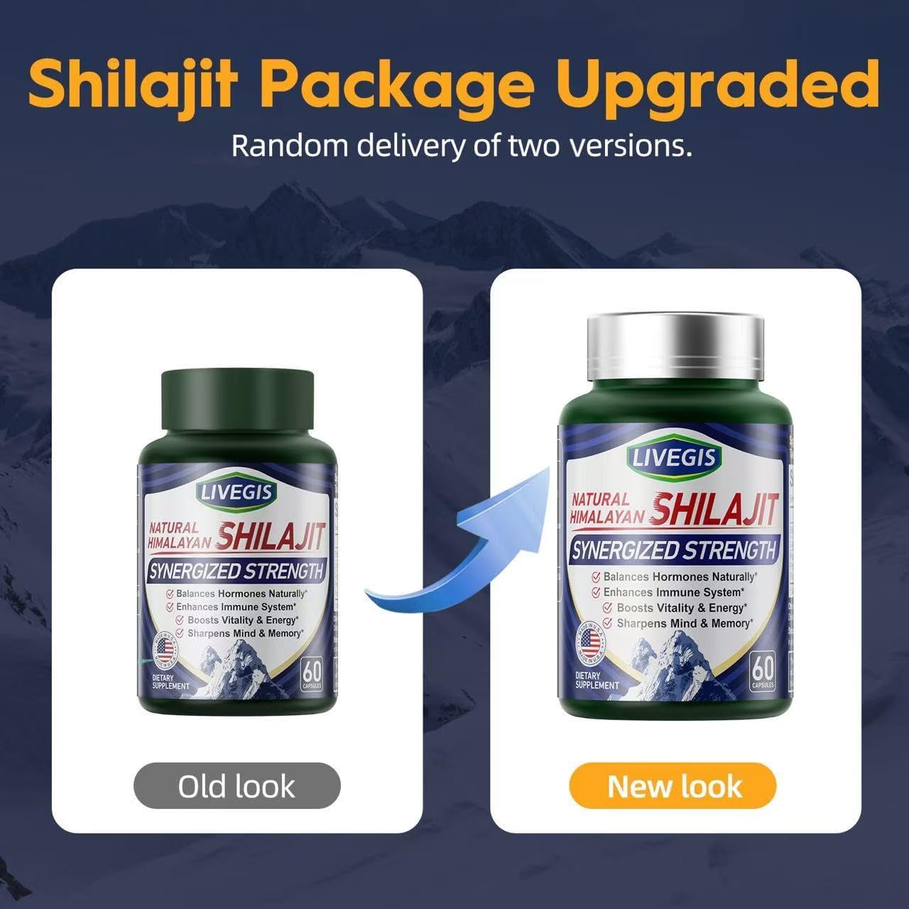 High-Potency Himalayan Shilajit Capsules for Balancing Hormones and Boosting Immunity - 60 Count Organic Supplement