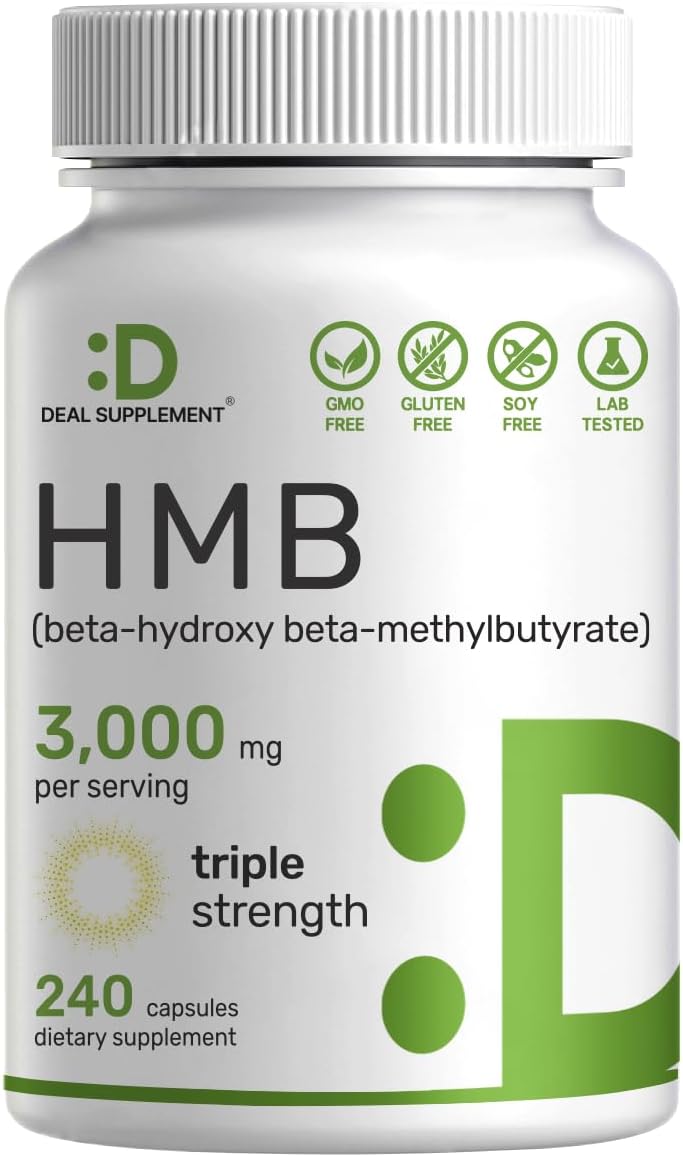 High-Potency HMB Supplement 3,000mg - 240 Capsules | Muscle Growth & Recovery Support | Fast-Acting Formula | Third Party Tested