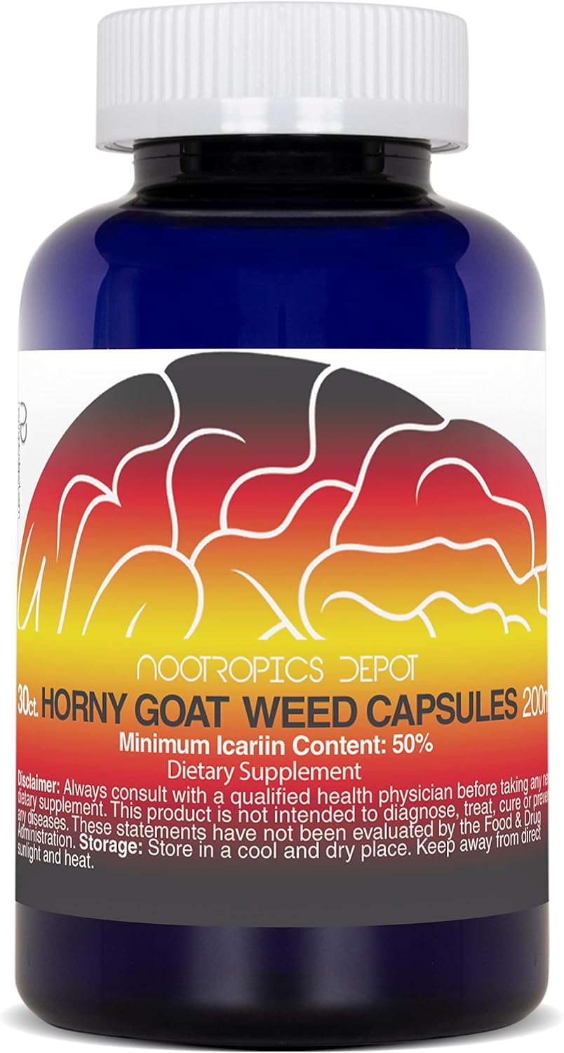 High-Potency Horny Goat Weed Capsules | 200mg | 30 Count | 50% Icariin | Epimedium Brevicornum