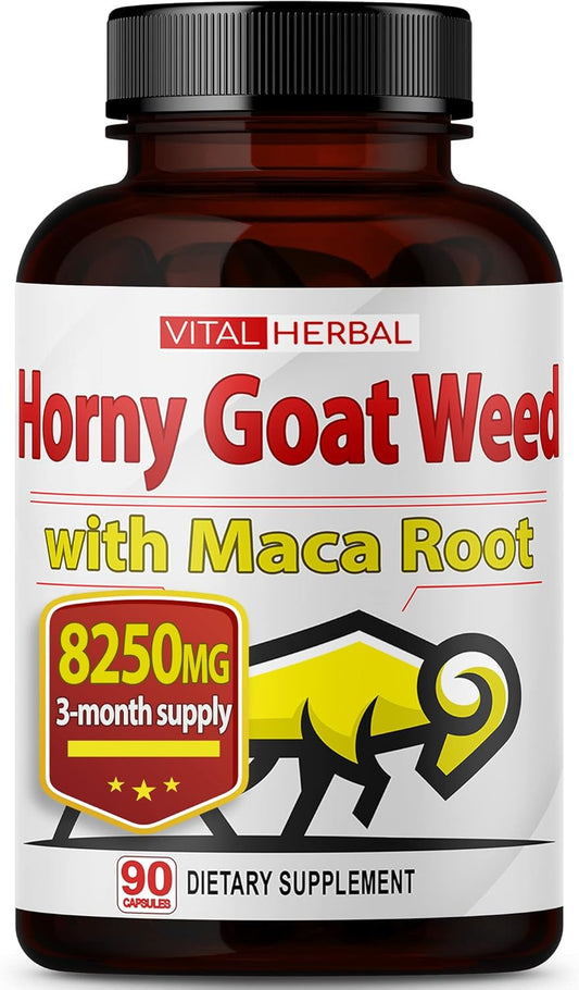 High Potency Horny Goat Weed Capsules with Maca, Tribulus, Ashwagandha & Ginseng - Energy Boost for Men and Women - 90 Count