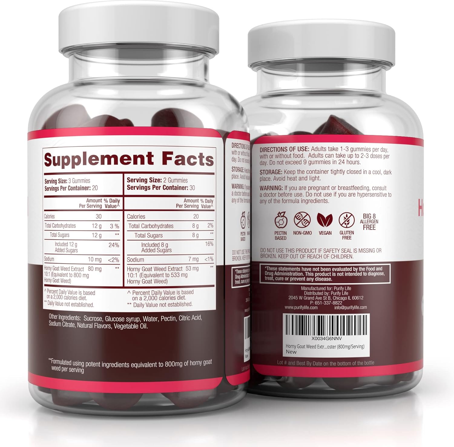 High-Potency Horny Goat Weed Extract Gummies for Men and Women - Natural Energy Boost, Stamina, and Performance Support - Vegan, Gluten-Free Grapefruit Chews