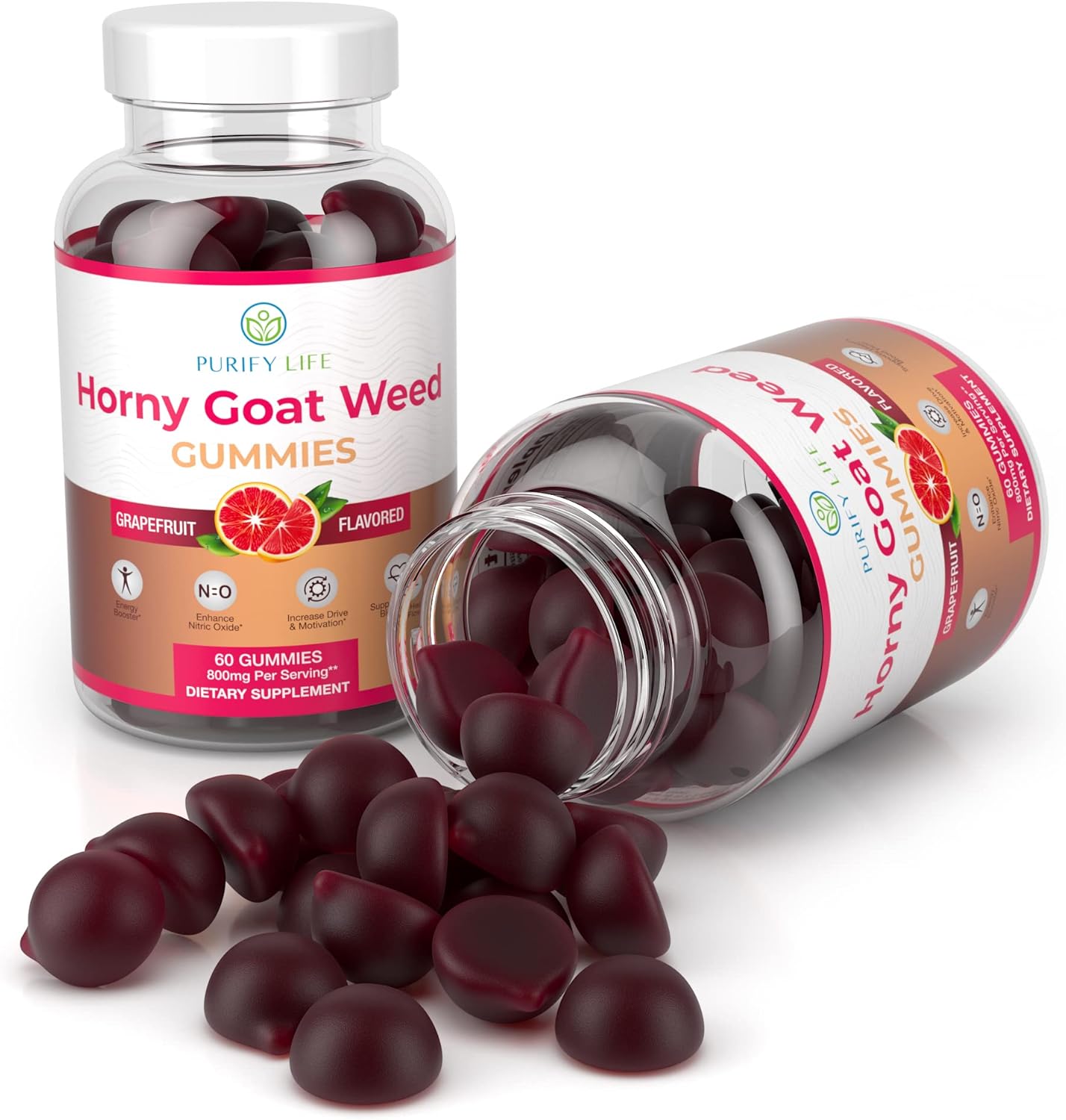 High-Potency Horny Goat Weed Extract Gummies for Men and Women - Natural Energy Boost, Stamina, and Performance Support - Vegan, Gluten-Free Grapefruit Chews