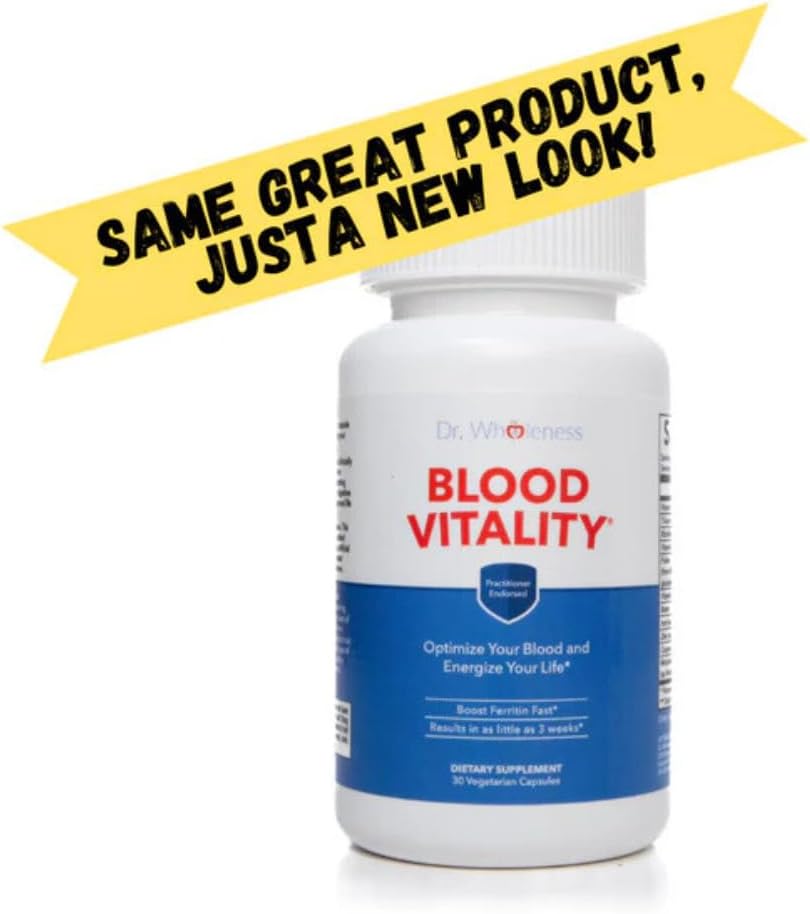 High Potency Iron Supplement for Boosting Energy and Ferritin Levels | Non-Constipating Daily Multivitamin | Dr. Wholeness Blood Vitality Formula | 30 Capsules