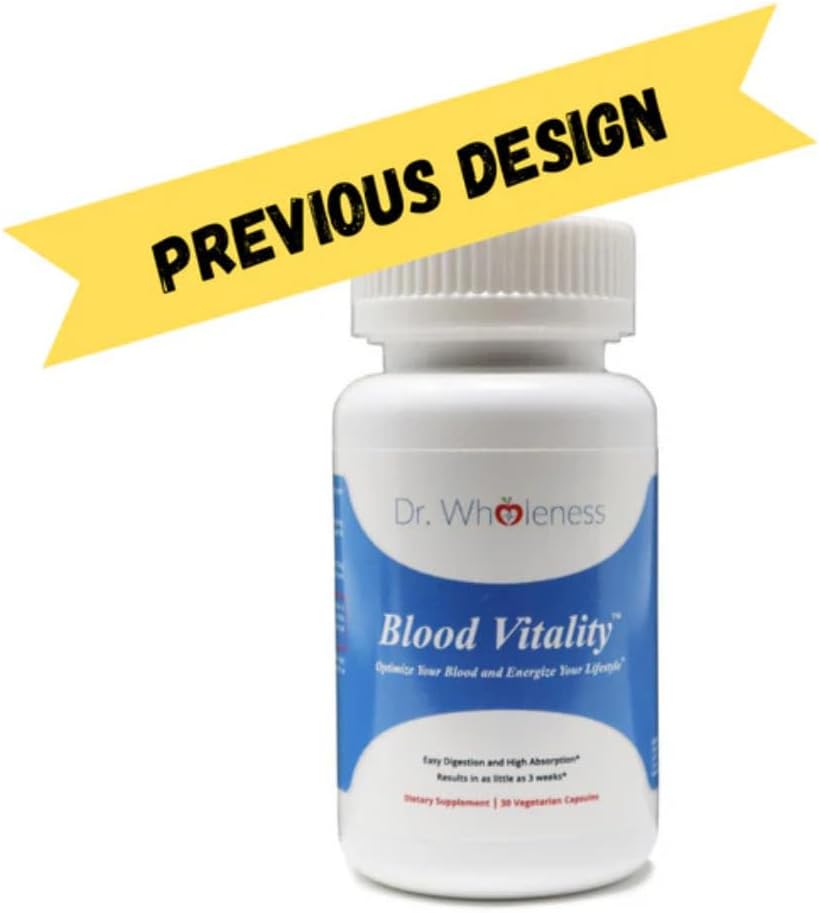 High Potency Iron Supplement for Boosting Energy and Ferritin Levels | Non-Constipating Daily Multivitamin | Dr. Wholeness Blood Vitality Formula | 30 Capsules