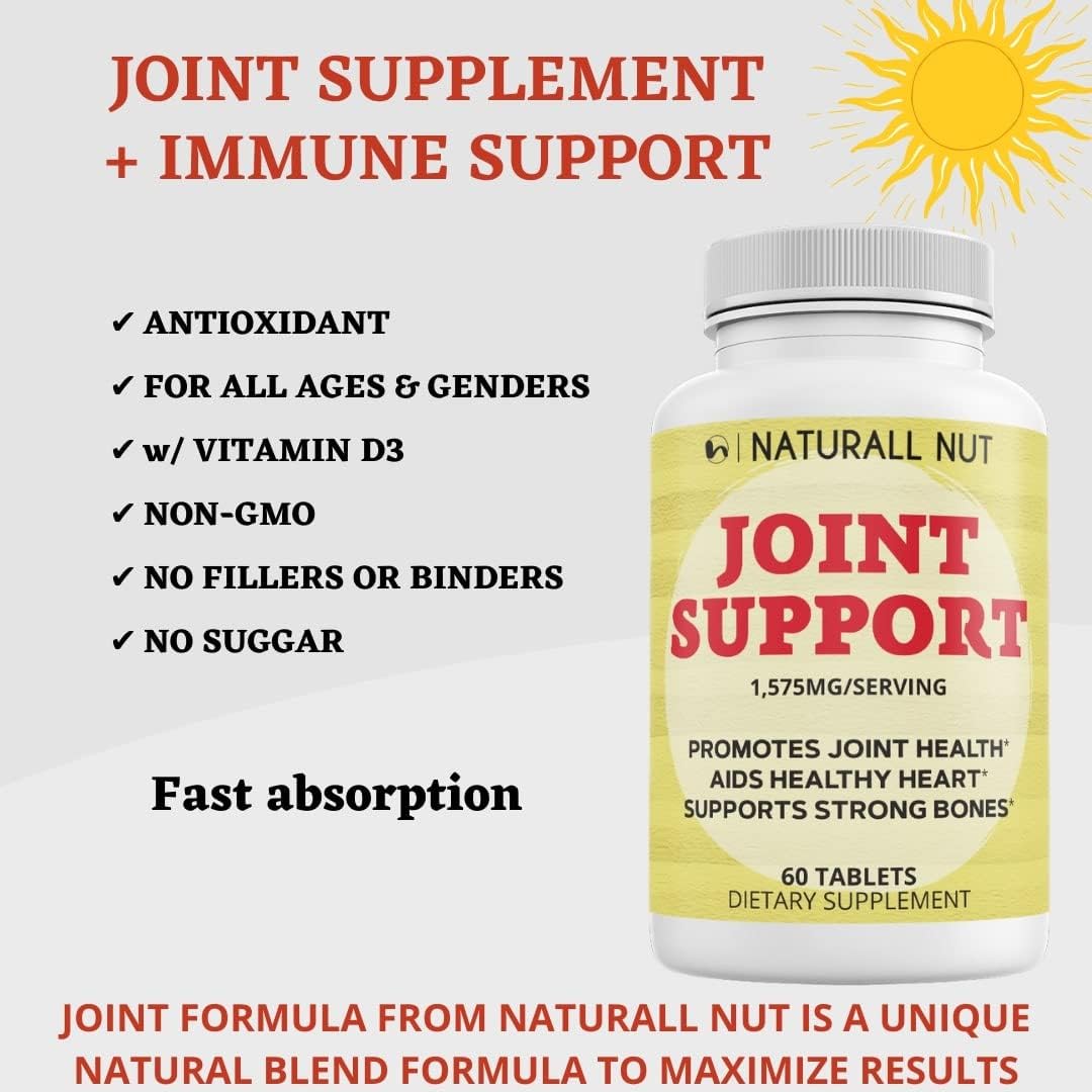 High Potency Joint Support Formula with Glucosamine, Chondroitin, MSM, Turmeric, Boswellia, Hyaluronic Acid, Collagen - Non GMO Joint Supplements for Women & Men - 60 Tablets
