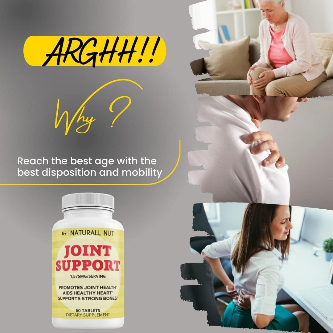 High Potency Joint Support Formula with Glucosamine, Chondroitin, MSM, Turmeric, Boswellia, Hyaluronic Acid, Collagen - Non GMO Joint Supplements for Women & Men - 60 Tablets