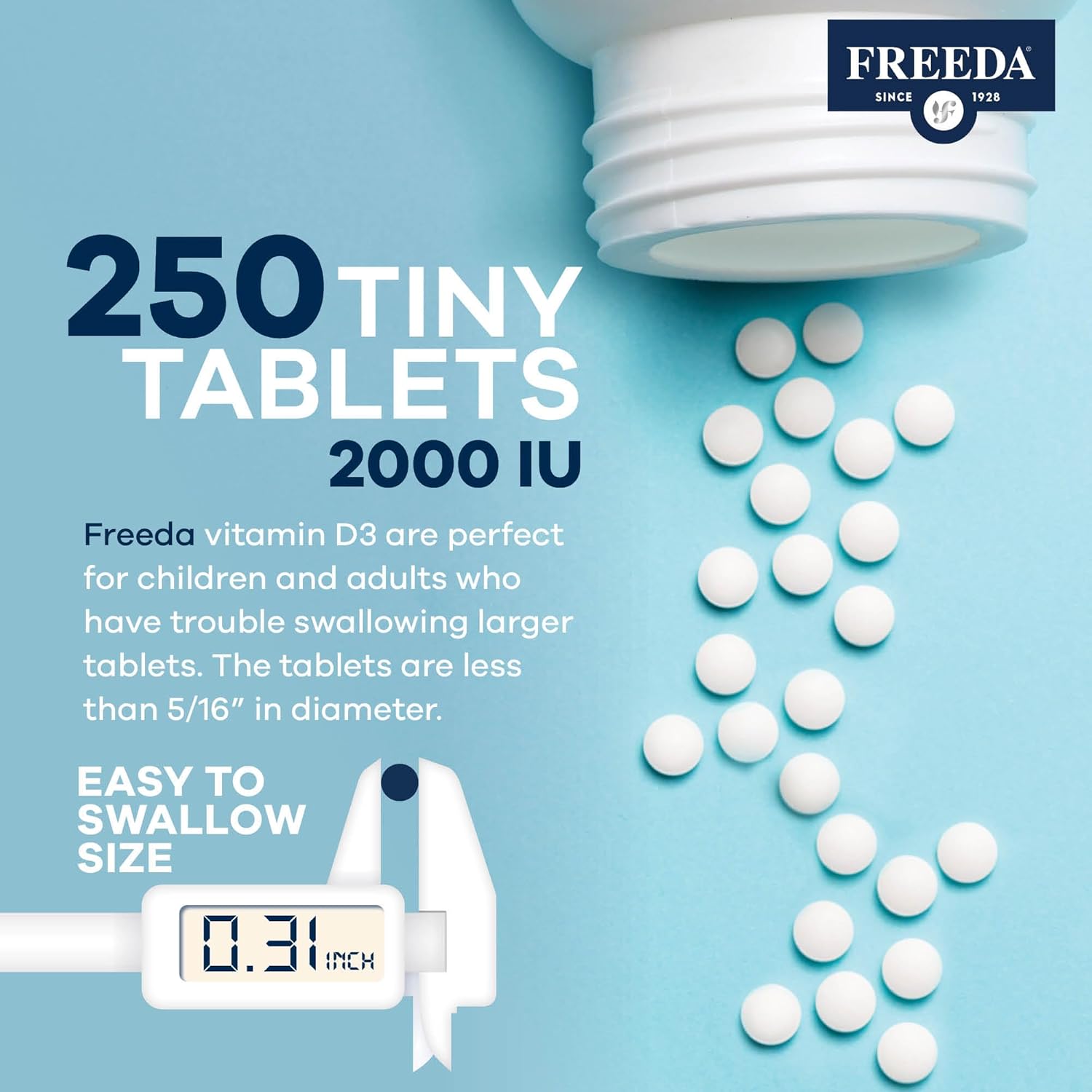 High Potency Kosher Vitamin D3-2000 IU Tablets for Bone & Muscle Health - Immune Support - 250 Count