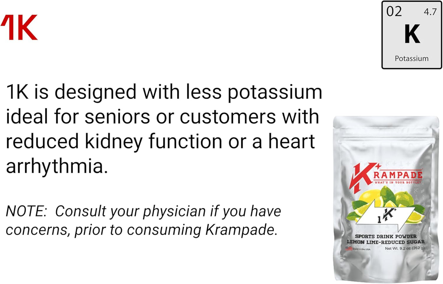 High-Potency Krampade 1Krs Powder Mix | 1000mg Potassium | Hydration & Cramp Relief