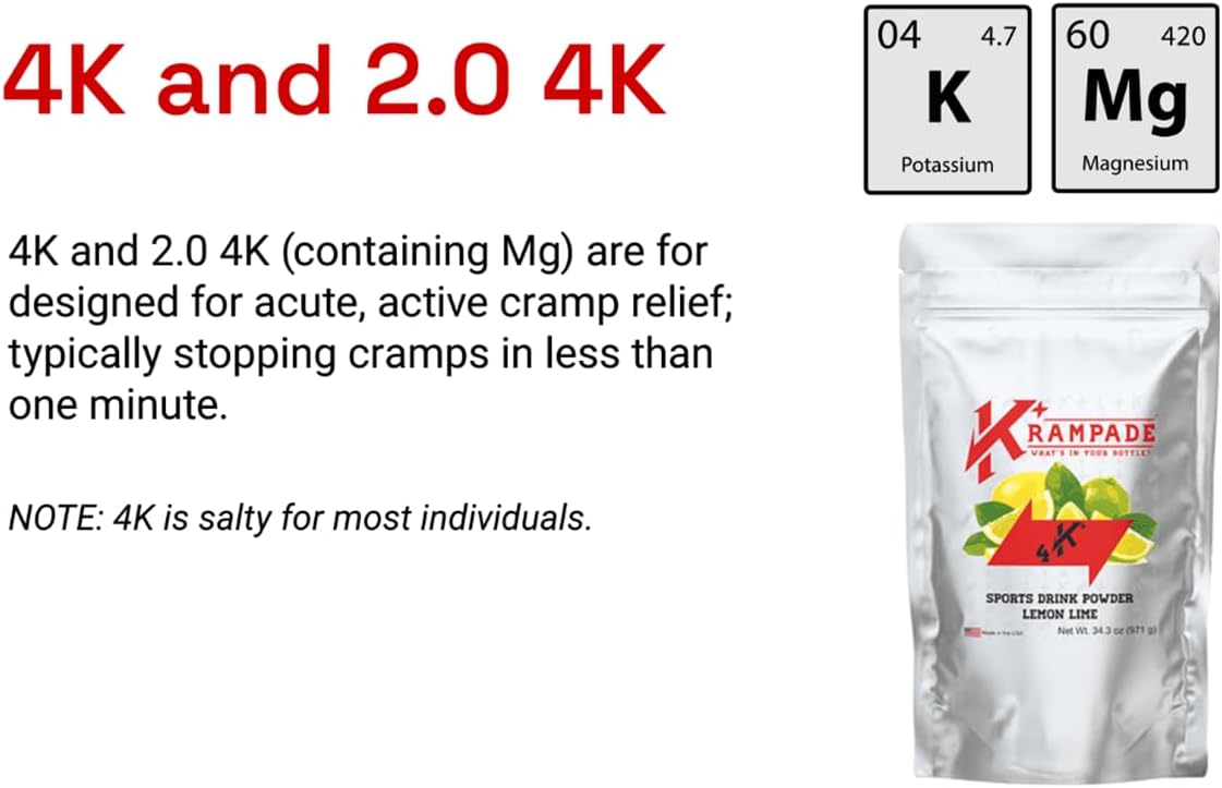 High Potency Krampade Electrolyte Powder with 4000mg Potassium for Instant Cramp Relief and Hydration Boost