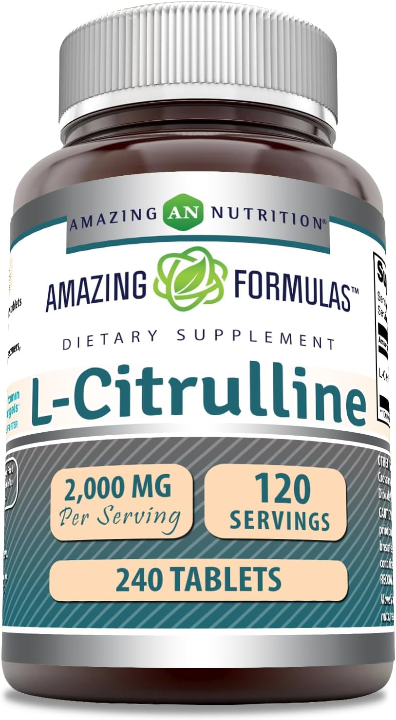 High Potency L-Citrulline 2000mg Tablets - Amino Acid Supplement for Men & Women - Non-GMO - Gluten Free - Made in USA (240 Count)