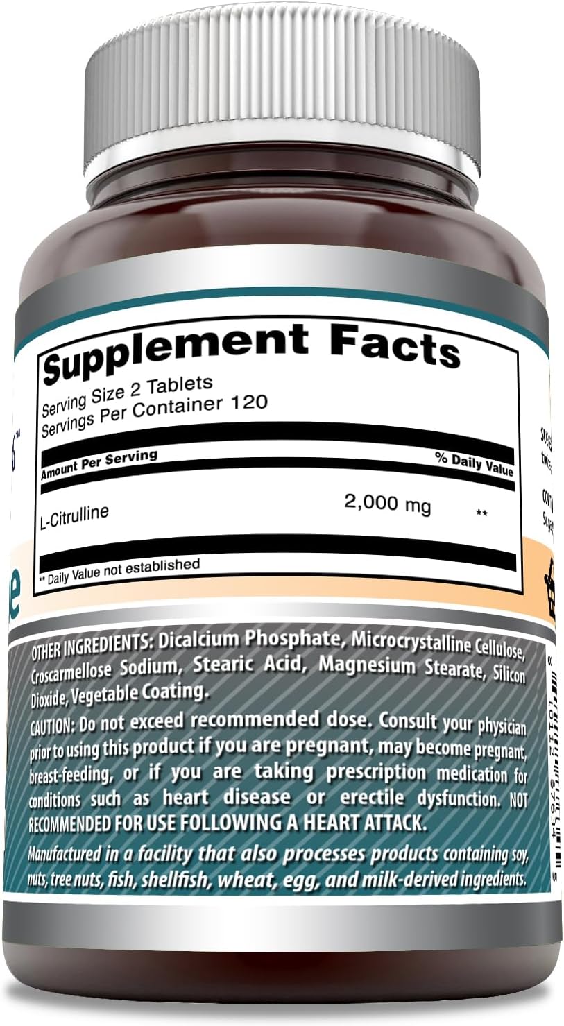 High Potency L-Citrulline 2000mg Tablets - Amino Acid Supplement for Men & Women - Non-GMO - Gluten Free - Made in USA (240 Count)