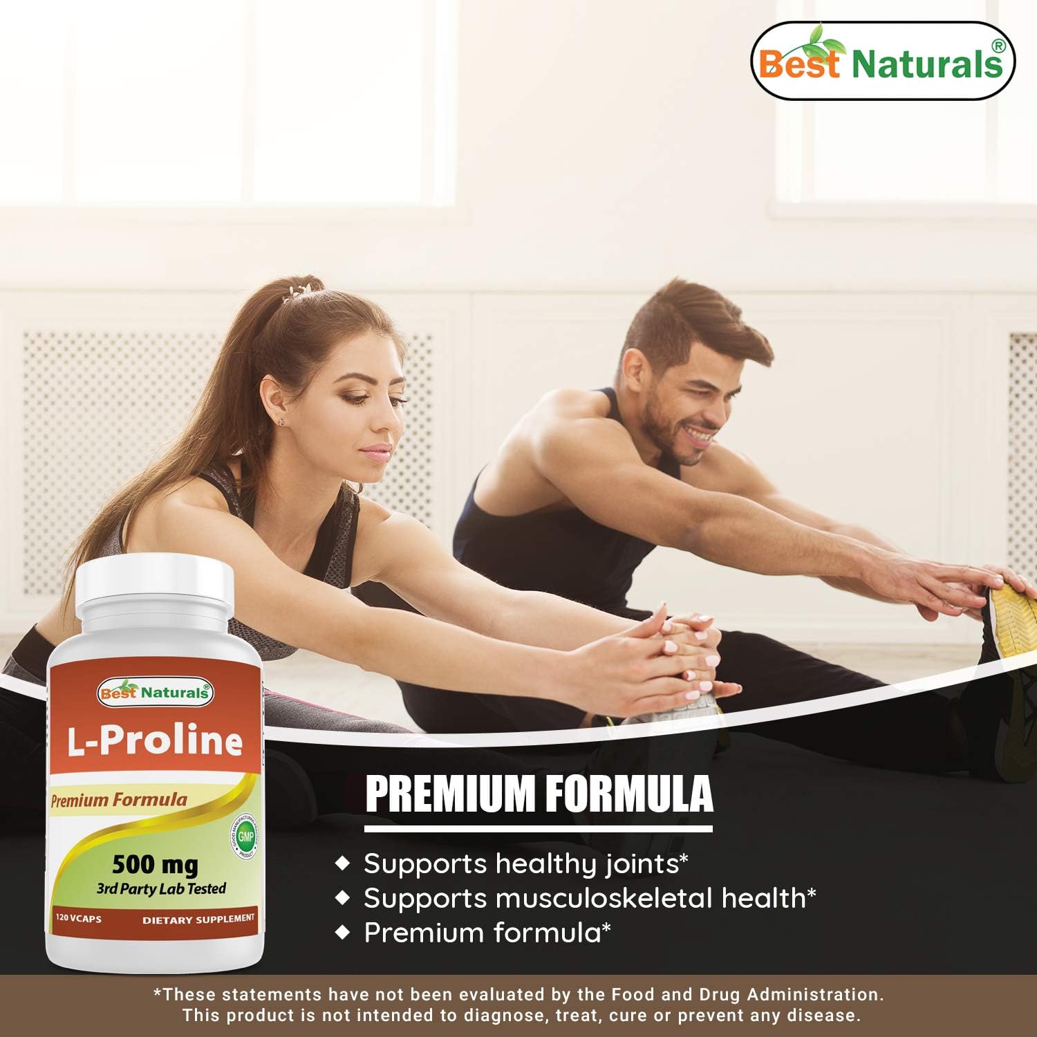 High Potency L-Lysine and L-Proline Supplement - 1000mg & 500mg Capsules for Immune Support and Collagen Production