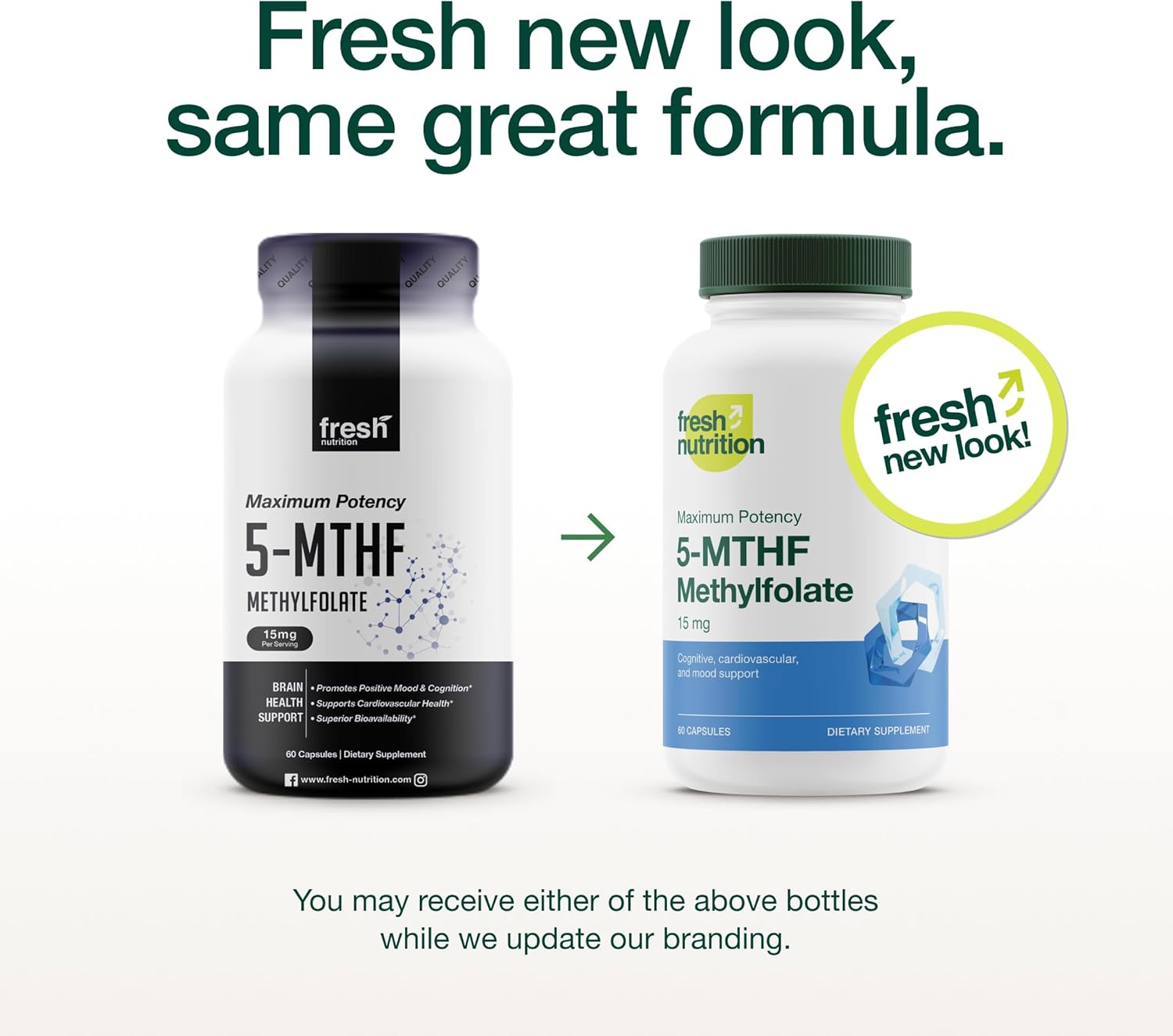 High-Potency L Methylfolate 15mg Capsules for Mood, Cognition, and Health - 60 Count