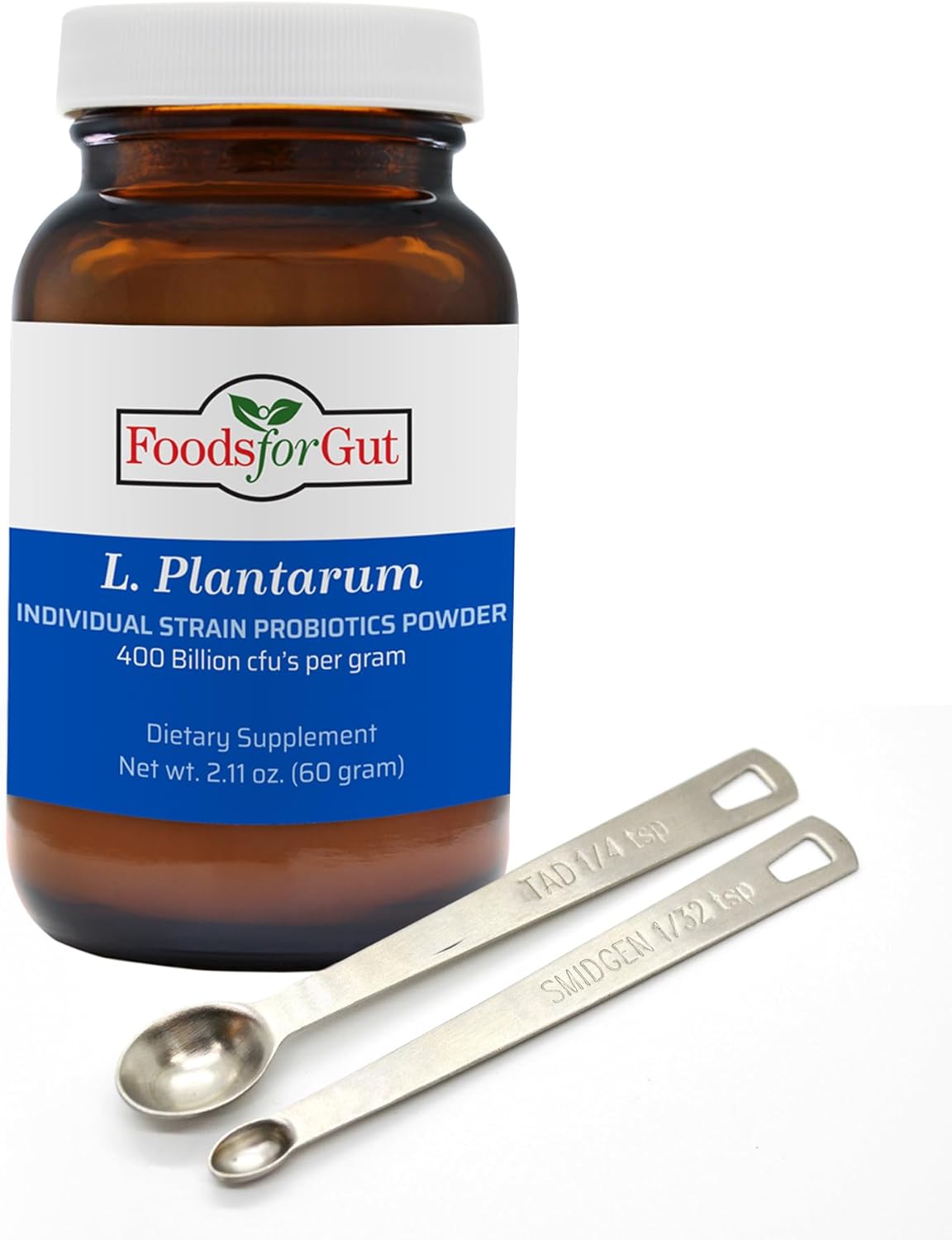 High Potency Lactobacillus Plantarum Probiotic Powder 400 Billion cfu's for Digestive & Immune Support - 60g Made in USA - No Additives