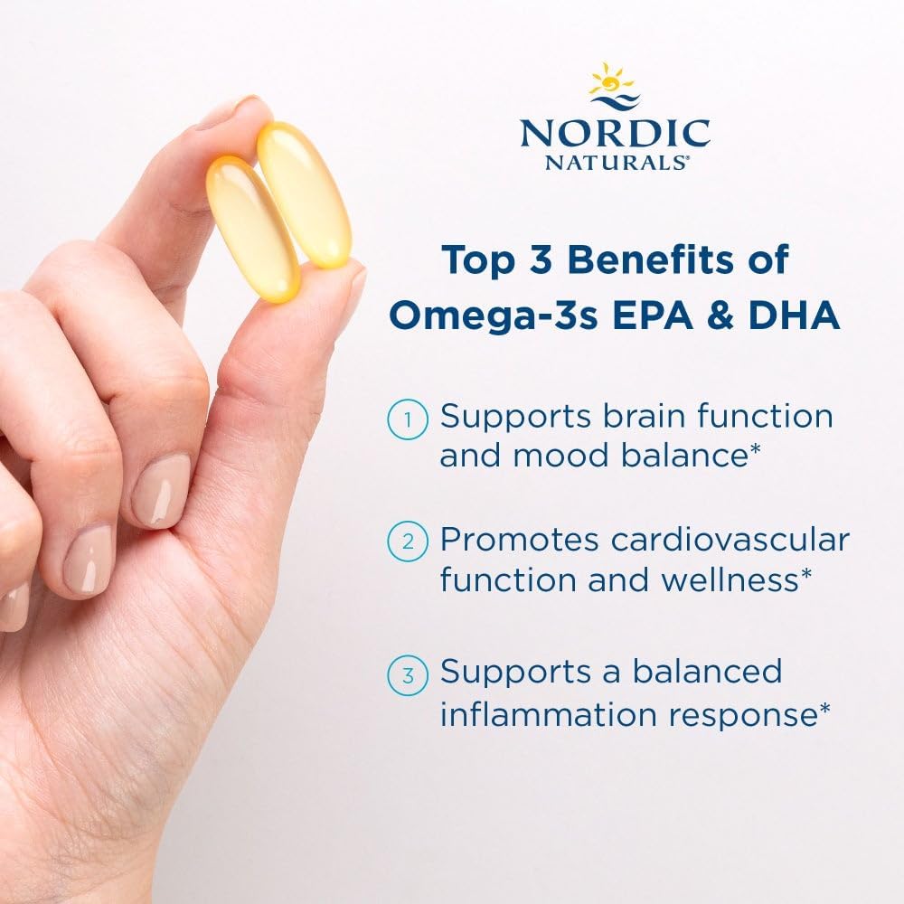 High-Potency Lemon Flavored Omega-3 Fish Oil Soft Gels - 120 Count - 1280mg EPA & DHA - Brain & Heart Health Support - Non-GMO - 60 Servings