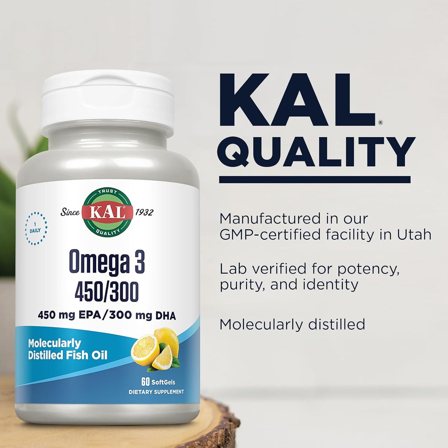 High Potency Lemon-Flavored Omega 3 Fish Oil Softgels, 1280 Mg, 60 Count