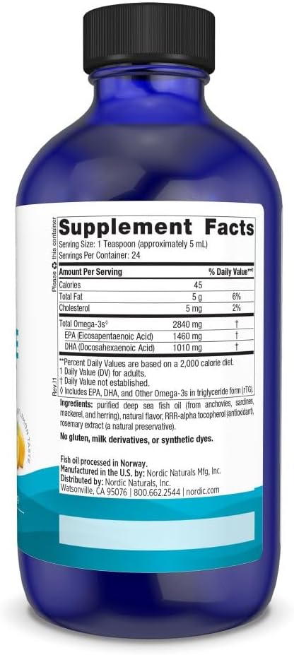 High-Potency Lemon Flavored Omega-3 Liquid Supplement - Nordic Naturals Ultimate Omega - 4 oz - 2840 mg EPA & DHA - Promotes Heart & Brain Health - Non-GMO - 24 Servings