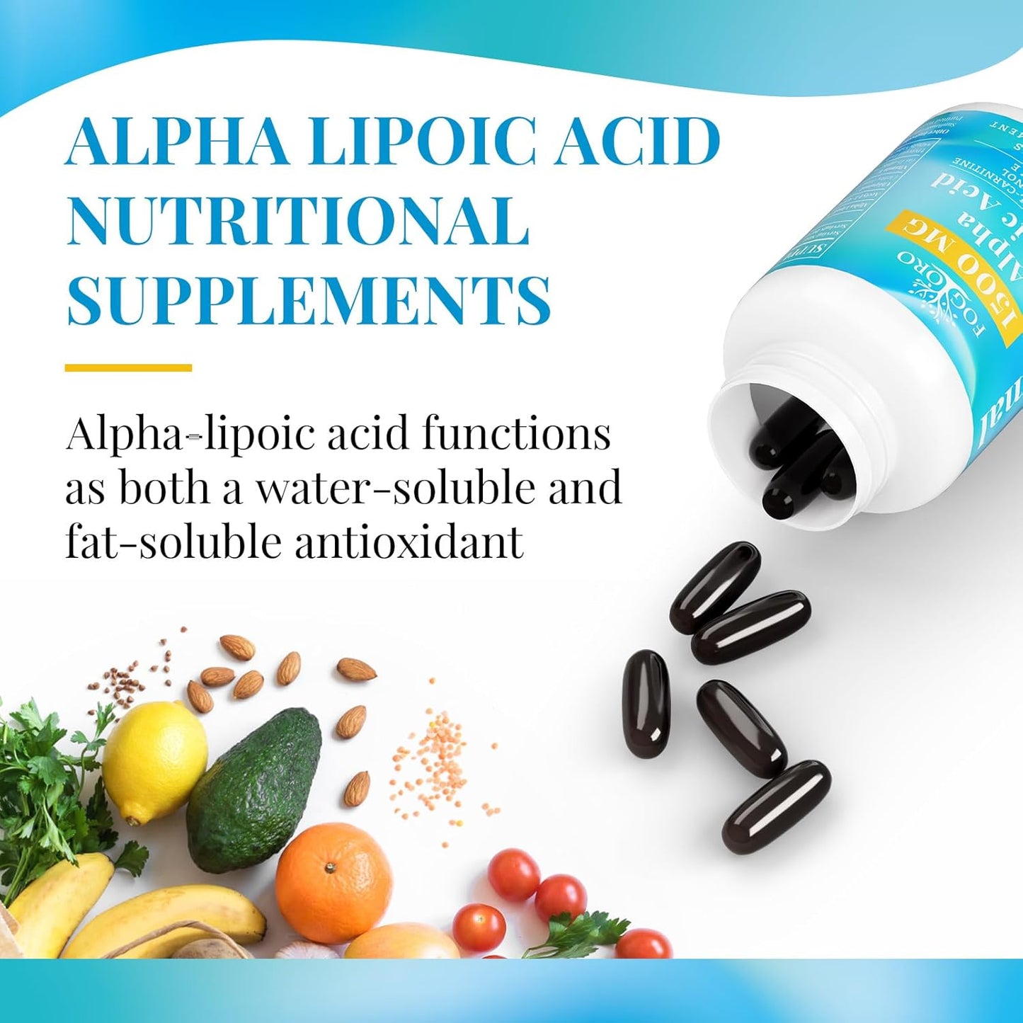 High Potency Liposomal Alpha Lipoic Acid Supplement for Energy Production & Antioxidant Support - 1500mg, 120 Softgels