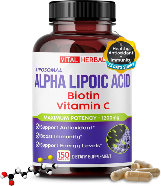 High Potency Liposomal Alpha Lipoic Acid with Biotin & Vitamin C for Immunity & Energy - USA-Made