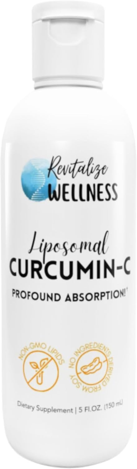 High Potency Liposomal Curcumin-C with 1,000 mg Vitamin C & 65 mg Curcumin | Superior Absorption, Pure, Corn Free, & GMO-Free | 30 Servings