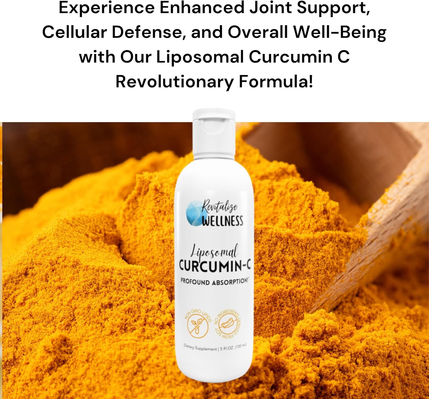 High Potency Liposomal Curcumin-C with 1,000 mg Vitamin C & 65 mg Curcumin | Superior Absorption, Pure, Corn Free, & GMO-Free | 30 Servings