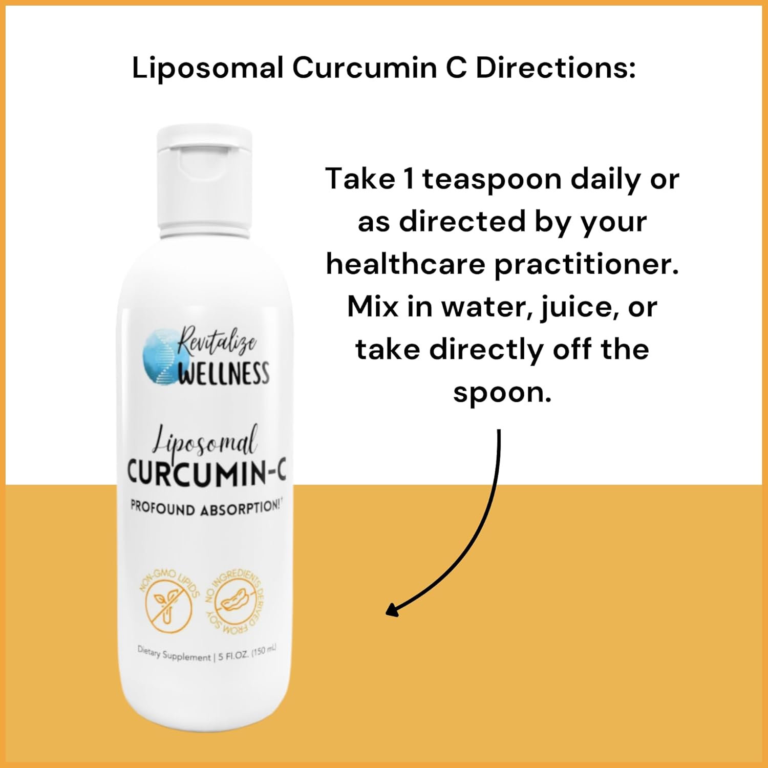 High Potency Liposomal Curcumin-C with 1,000 mg Vitamin C & 65 mg Curcumin | Superior Absorption, Pure, Corn Free, & GMO-Free | 30 Servings