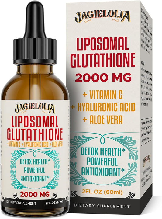 High Potency Liposomal Glutathione Liquid Drops - 2000 MG Supplement for Liver Detox, Energy Boost, Anti-Aging - Superior Absorption - 2 Fl. Oz