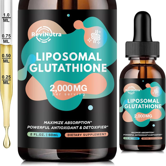 High Potency Liposomal Glutathione Liquid Drops with Vitamin C, Curcumin & Resveratrol - Immune & Skin Health Support - 2oz