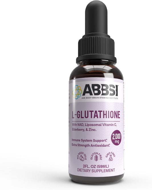 High Potency Liposomal Glutathione Liquid with NAD & Elderberry - 2000MG - Enhanced Absorption - 2 fl oz - Non-GMO, Vegan, Gluten-Free