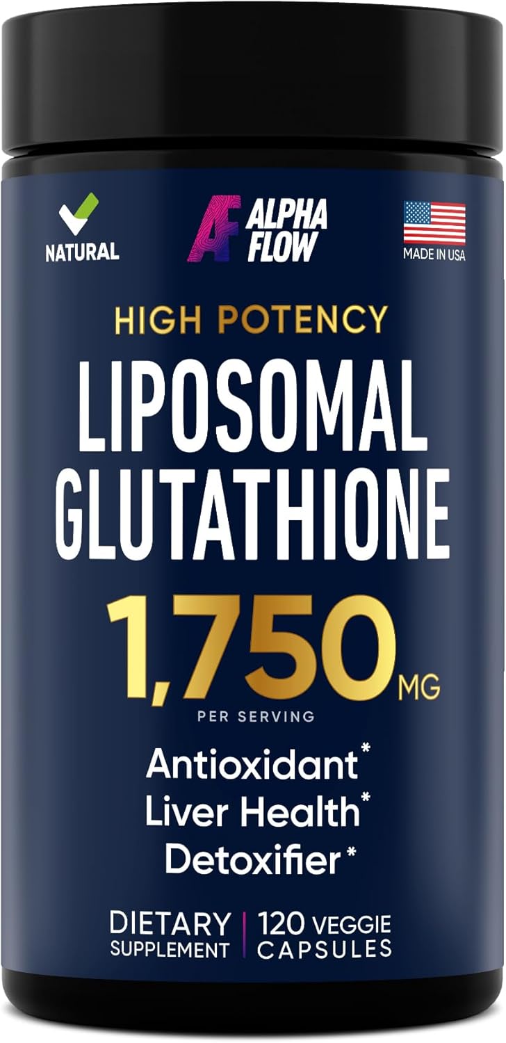 High Potency Liposomal Glutathione Supplement with Vitamin C for Liver Detox and Immune Support - 120 Capsules