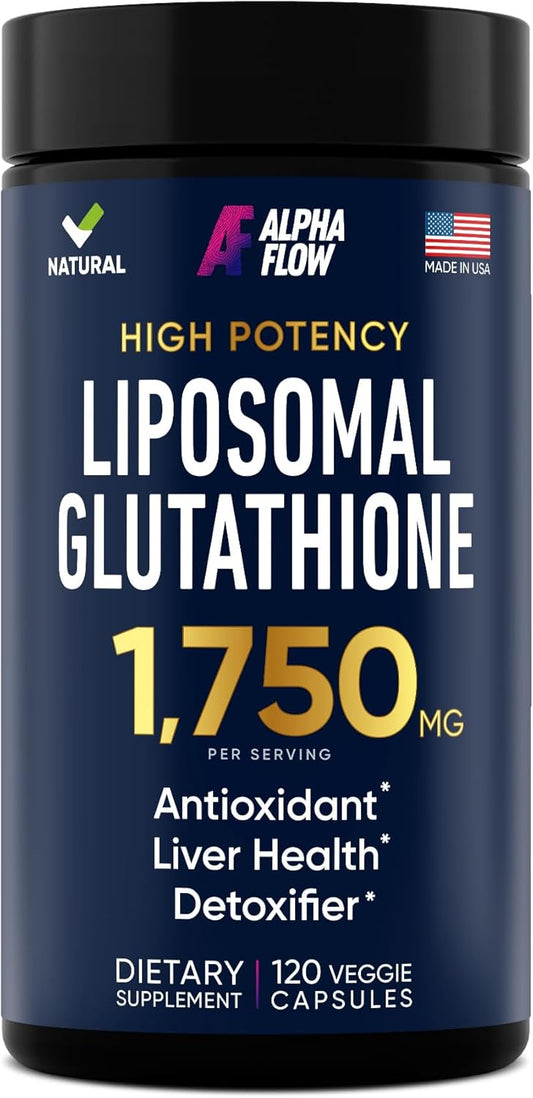 High Potency Liposomal Glutathione Supplement with Vitamin C for Liver Detox and Immune Support - 120 Capsules